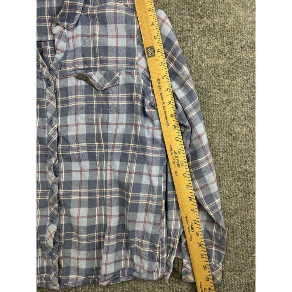 Columbia Shirt Womens Large Blue Gray Plaid Flannel Button Front Long Sleeve - Picture 4 of 7